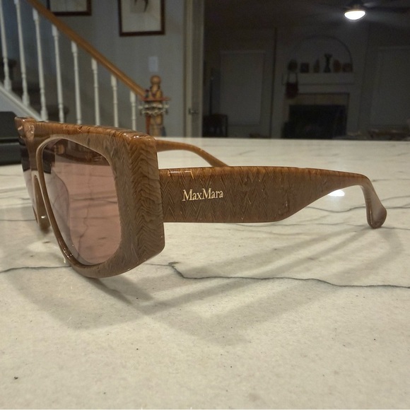 Max Mara MM0125 GLIMPSE6 Textured Havana Brown Oversized Sunglasses 58mm NWOT main image 4